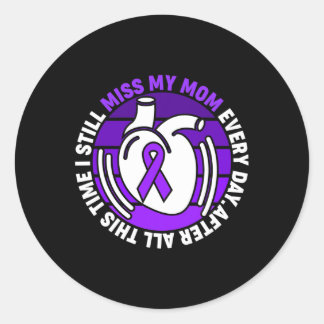 Purple Ribbon Overdose Awareness Miss My Mum Memor Classic Round Sticker