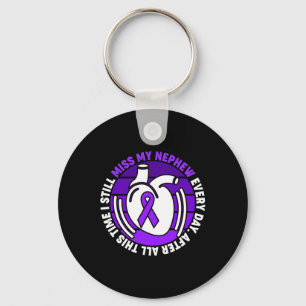 Purple Ribbon Overdose Awareness Miss My Nephew Me Key Ring
