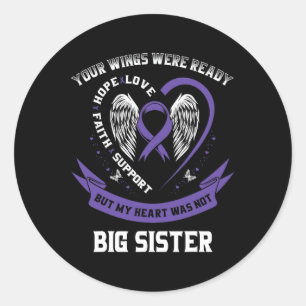 Purple Ribbon Pancreatic Cancer Awareness Big Sist Classic Round Sticker