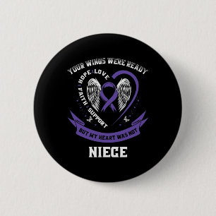 Purple Ribbon Pancreatic Cancer Awareness Niece He 6 Cm Round Badge