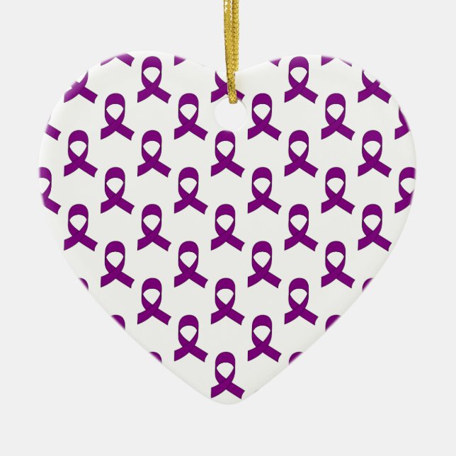 Purple Ribbon Pattern Ceramic Tree Decoration (Front)