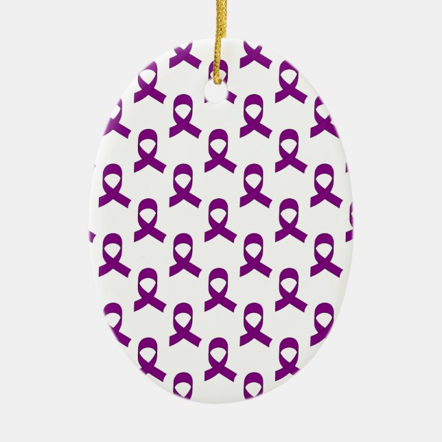 Purple Ribbon Pattern Ceramic Tree Decoration (Front)