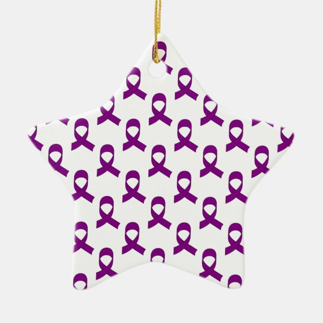 Purple Ribbon Pattern Ceramic Tree Decoration (Front)