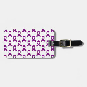 Purple Ribbon Pattern Luggage Tag