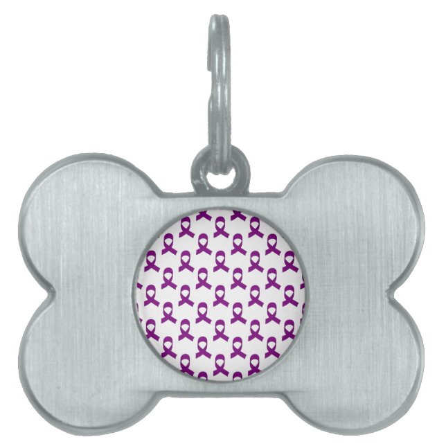 Purple Ribbon Pattern Pet Tag (Front)