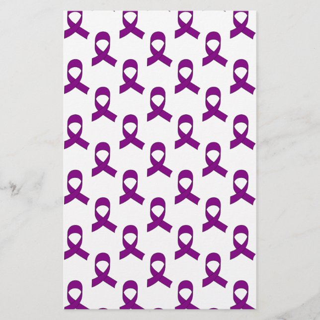 Purple Ribbon Pattern Stationery (Front)