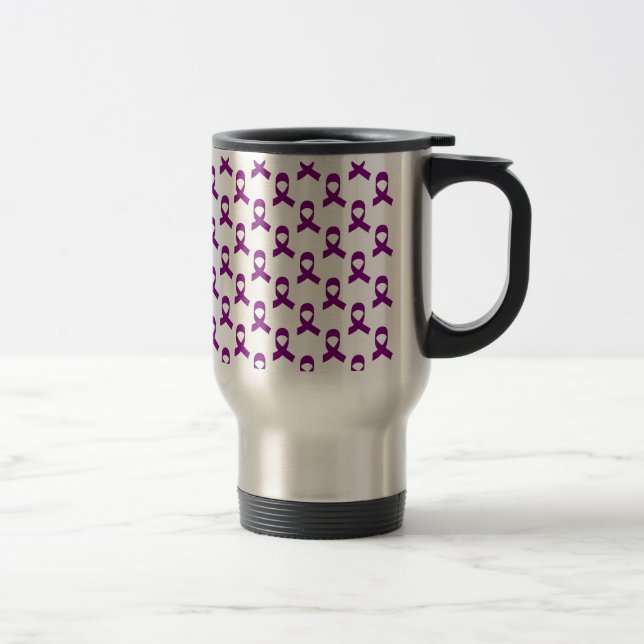 Purple Ribbon Pattern Travel Mug (Right)