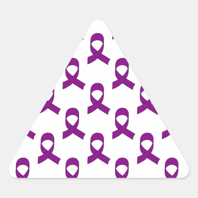 Purple Ribbon Pattern Triangle Sticker (Front)