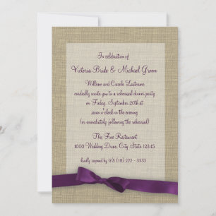 Purple Ribbon Rehearsal Dinner Invitation