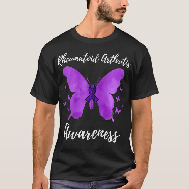 Purple Ribbon Rheumatoid Arthritis Awareness Zip  T-Shirt (Front)