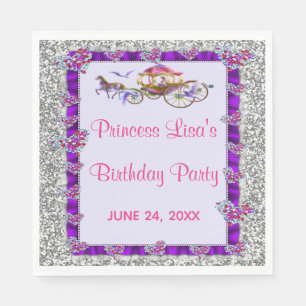 Purple Ribbon Silver Glitter Royal Princess Napkin