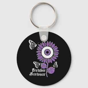 Purple Ribbon Sunflower Butterfly Overdose Awarene Key Ring