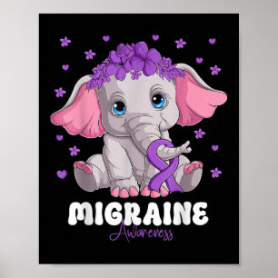 Purple Ribbon Survivor Warrior Migraine Awareness  Poster