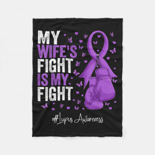 Purple Ribbon Wife Lupus Awareness Fleece Blanket