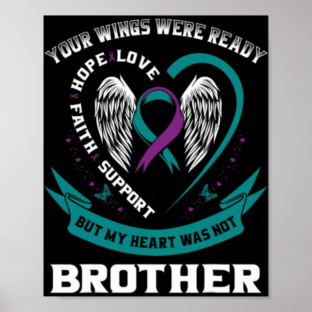Purple Ribbon Wing Suicide Awareness Prevention Br Poster (Front)