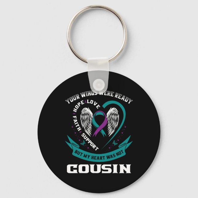 Purple Ribbon Wings Suicide Awareness Prevention C Key Ring (Front)