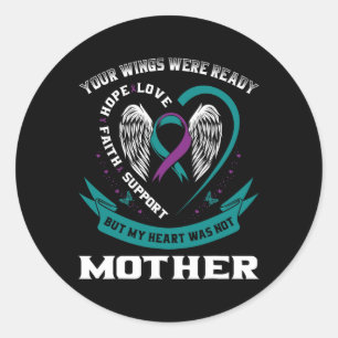 Purple Ribbon Wings Suicide Awareness Prevention M Classic Round Sticker
