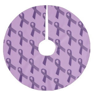 Purple Ribbons Tiled Pattern Brushed Polyester Tree Skirt