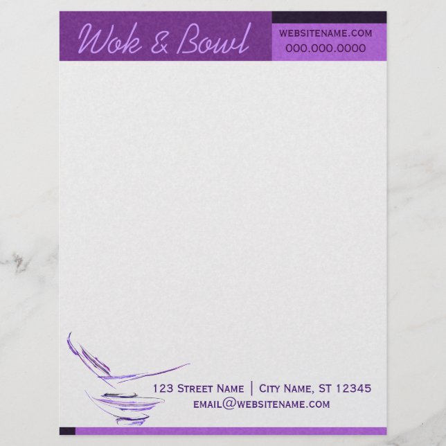 Purple Rice Bowl Abstract Art Personalised Letterhead (Front)