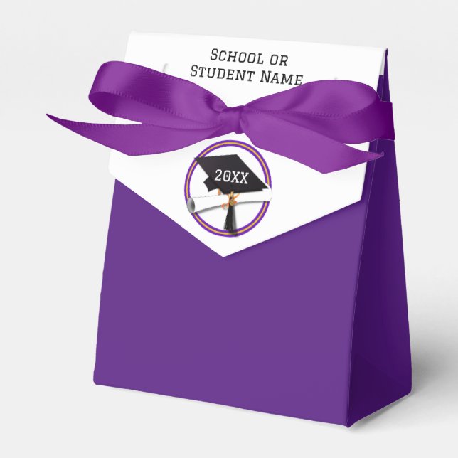 Purple Ring on Grad Cap Graduation Favour Box (Front Side)