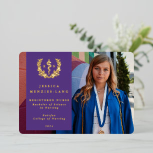 Purple RN Asclepius Graduation Photo Announcement
