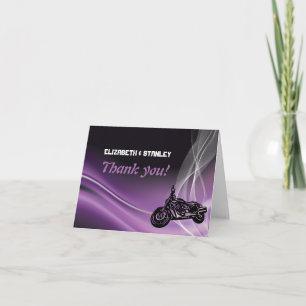 Purple road biker wedding Thank You note card