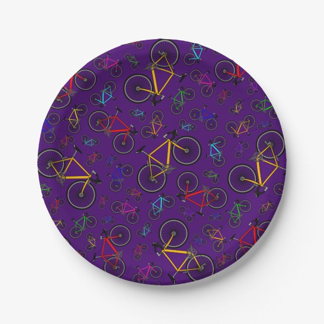 Purple road bikes paper plate (Front)