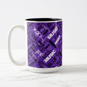 Purple Rock Pop R & B Music Text Mug
