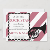 Purple Rock Star Rock a Bye Baby Shower Invitation