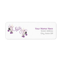 Purple Roller Skates Birthday Party Address Labels