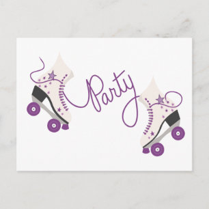 Purple Roller Skates Birthday Party Postcard