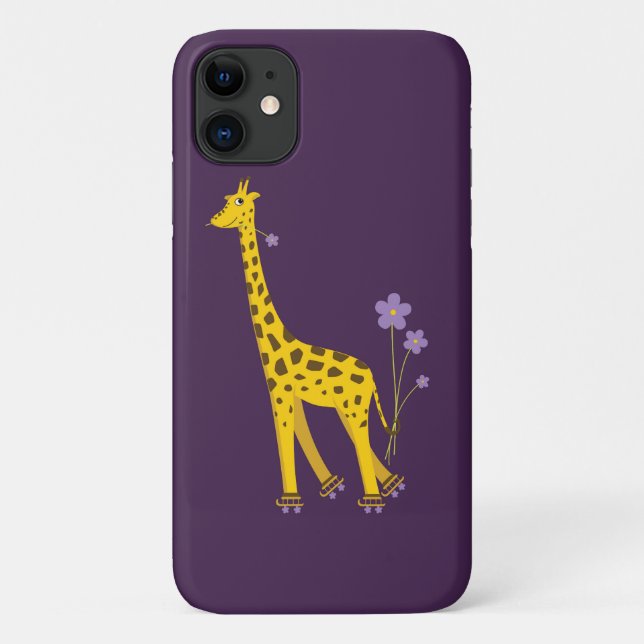 Purple Roller Skating Funny Cartoon Giraffe Case-Mate iPhone Case (Back)