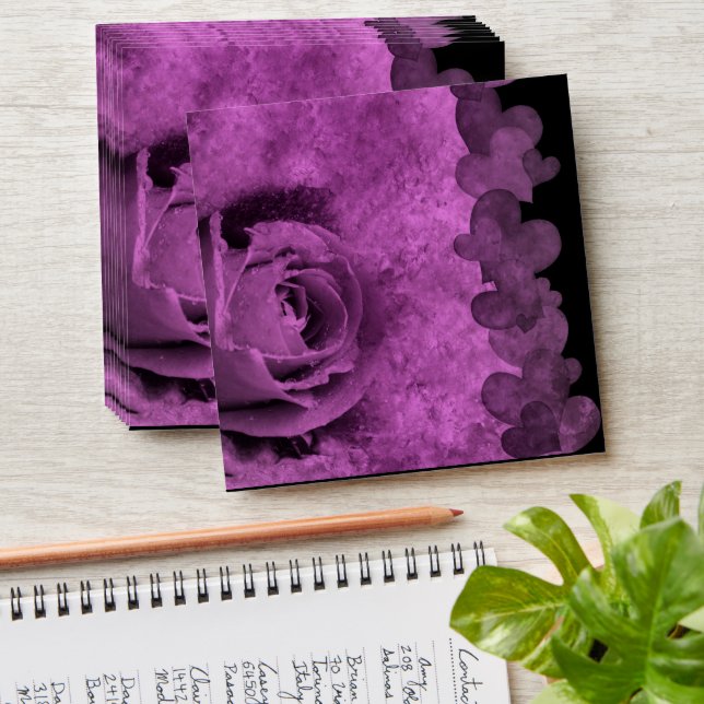 Purple Rose and Hearts Square Envelope (Stacked)