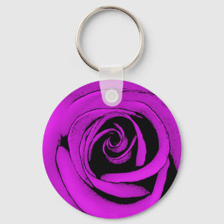 Purple Rose art sketch design keyring