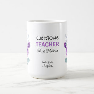 Purple Rose Awesome Teacher Gift Best Teacher Coffee Mug