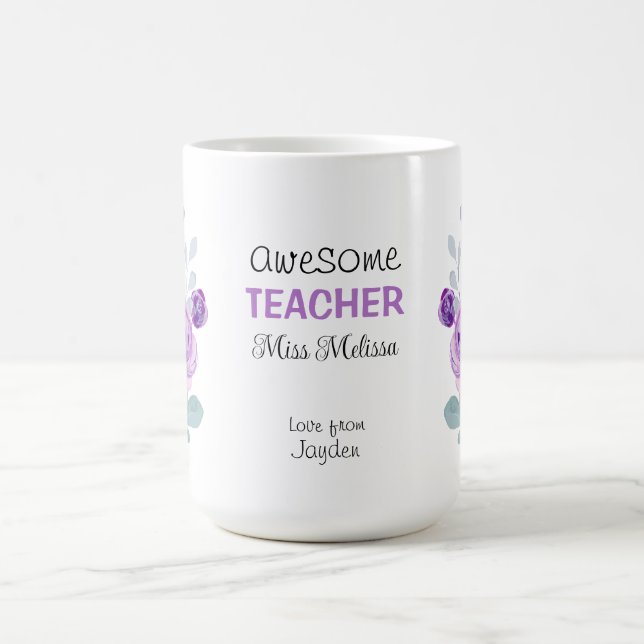 Purple Rose Awesome Teacher Gift Best Teacher  Coffee Mug (Center)