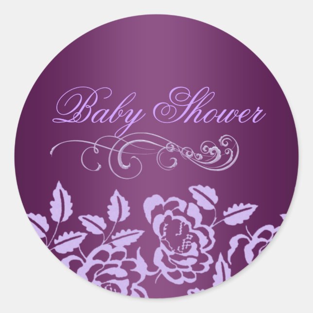 Purple Rose Baby Shower Envelope Sticker/seal Classic Round Sticker (Front)