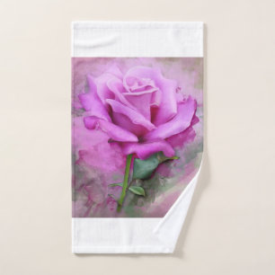 Purple rose bath hand towel. hand towel