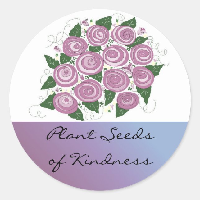 Purple Rose Bouquet Classic Round Sticker (Front)