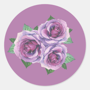 Purple Rose Bouquet Floral Stickers