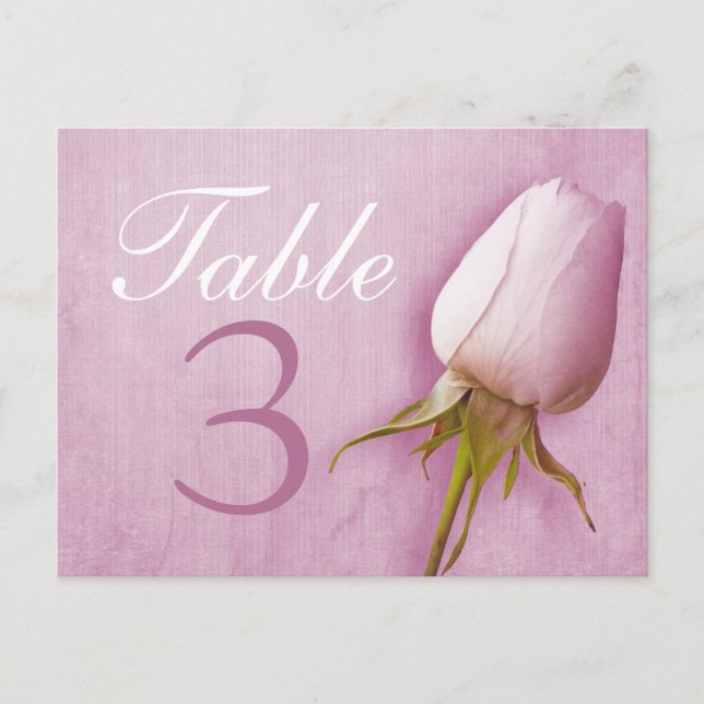 Purple rose bud wedding table number 1-9 postcard (Front)
