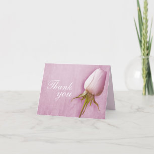 Purple rose bud wedding thank you card landscape