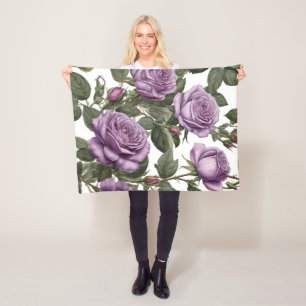 Purple Rose Budding Roses, Fleece Blanket