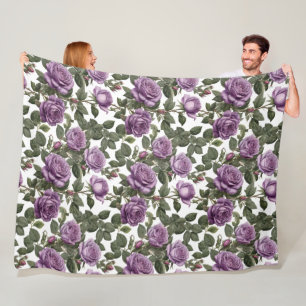 Purple Rose Budding Roses, Fleece Blanket