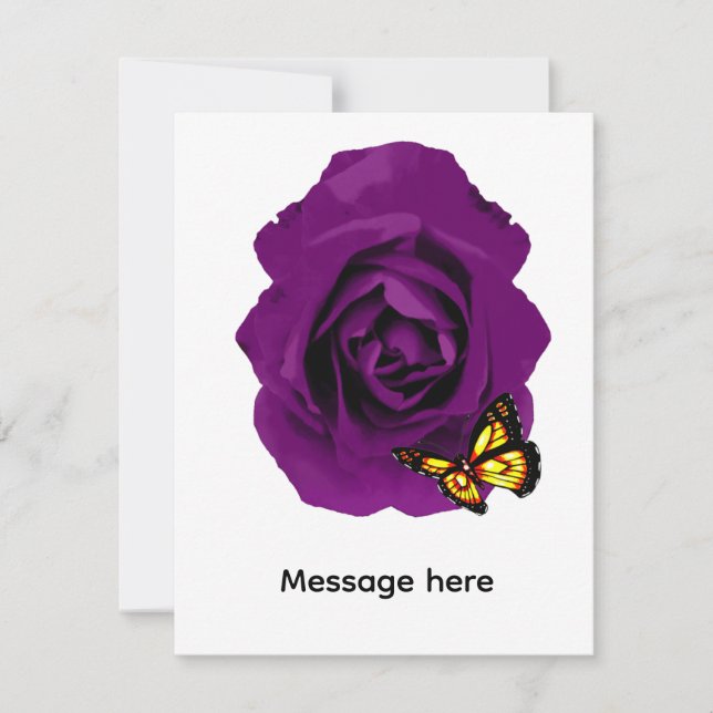 Purple Rose & Butterfly  Card (Front)