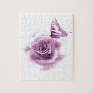 Purple Rose Butterfly Jigsaw Puzzle