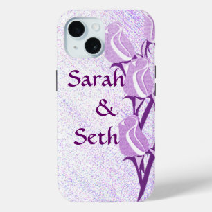 Purple Rose Couple Personalised iPhone 15 Case
