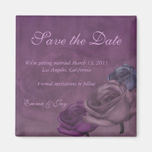 Purple Rose Distressed Save the Date Magnet