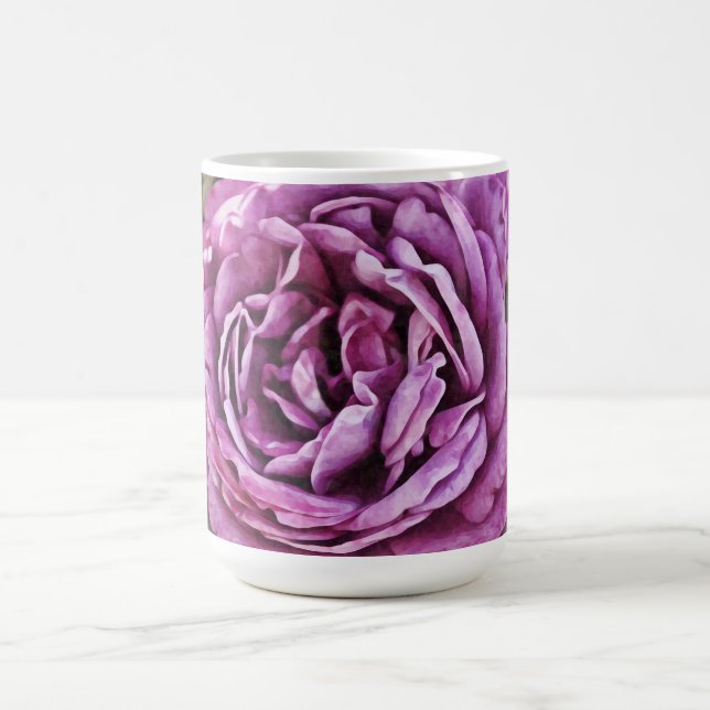 Purple Rose Floral Art Mug Cup (Center)
