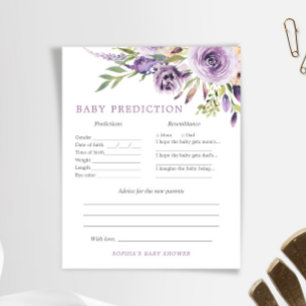 Purple Rose Floral Baby Predictions & Advice Game